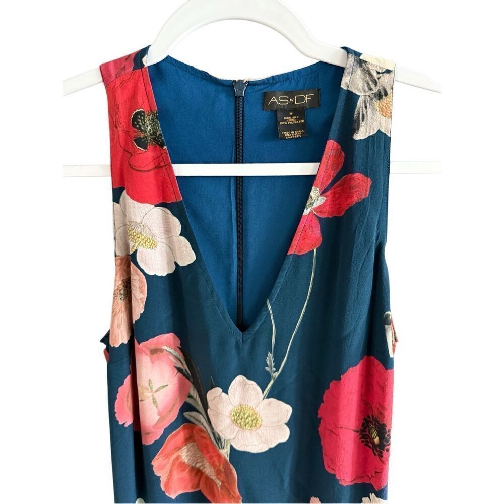 AsbyDF Womens Field Of Poppies Print Silk Juliet Maxi Dress Size Medium - Picture 8 of 16